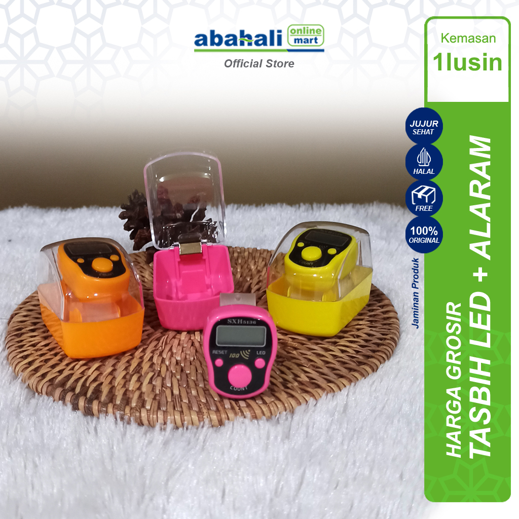 1 LUSIN (12 Pcs) Tasbih Digital LED ALARM Dengan Mika Plus Baterai Cocok Untuk Sholat Wirid Ibadah U
