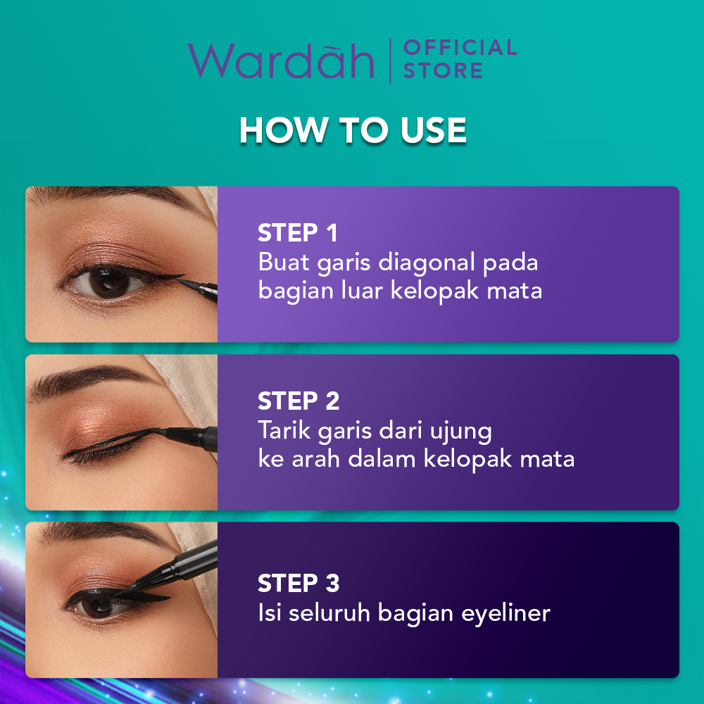 Wardah EyeXpert Optimum Hi-Black Liner - Eyeliner Spidol Waterproof Dengan Warna Intense - Eyeliner Tahan Lama dengan Satin Finish - Cepat Kering - Mudah Diaplikasikan Image 9