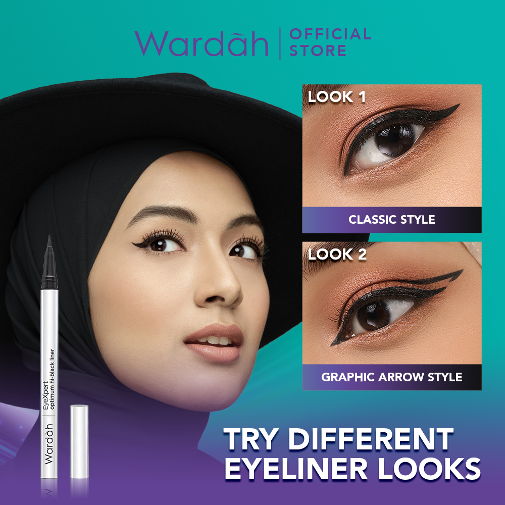 Wardah EyeXpert Optimum Hi-Black Liner - Eyeliner Spidol Waterproof Dengan Warna Intense - Eyeliner Tahan Lama dengan Satin Finish - Cepat Kering - Mudah Diaplikasikan Image 6
