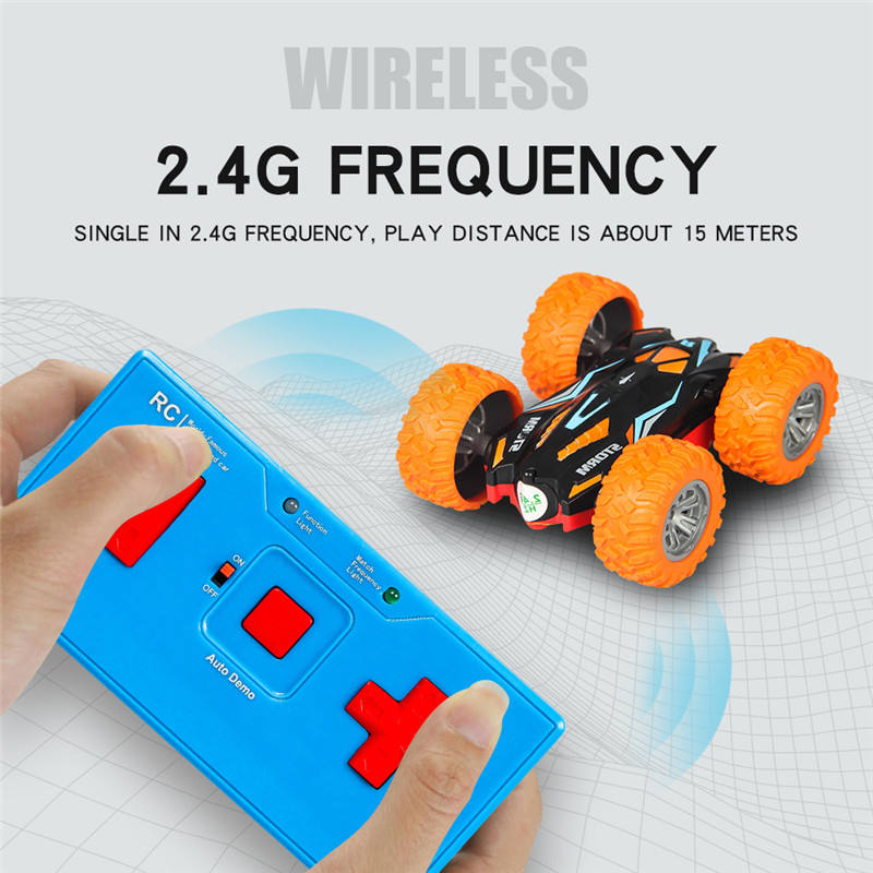 2.4G Mini RC Stunt Drift Car Climbing Off-road Double-sided Electricnic High Speed 3D Flip Car- Green