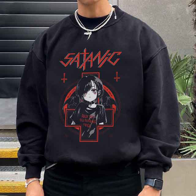 Sweater Satanic Crewneck Sweeatshirt Bahan Katun