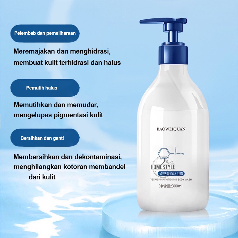 Sabun mandi pemutih badan Pemutih seluruh badan Sabun badan 300ml Whitening Shower Gel Pelembab Pelembab Tubuh Sabun Mandi Pemutih dan Peremajaan