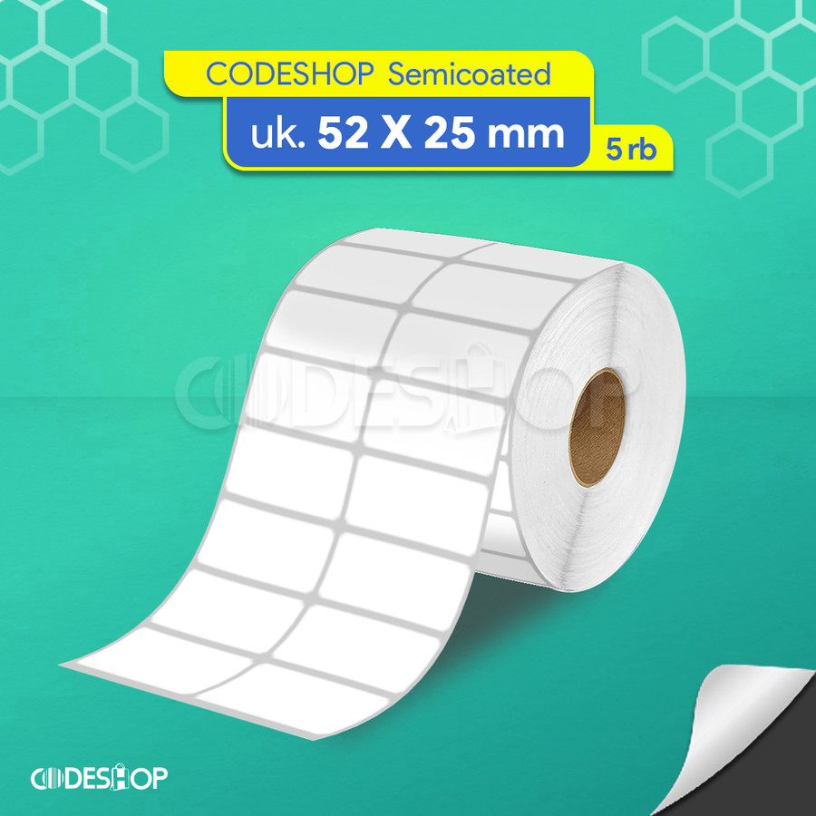 

Label Barcode Stiker Semicoated 52 x 25 mm Core Kecil 5000 pcs