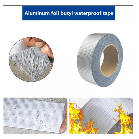 (5 meter) Lakban Aluminium Anti Air/ Anti Bocor / Aluminum Foil Tape Butyl Super Waterproof Silicone / Lem Perekat Tahan Panas/Lem perekat kebocoran