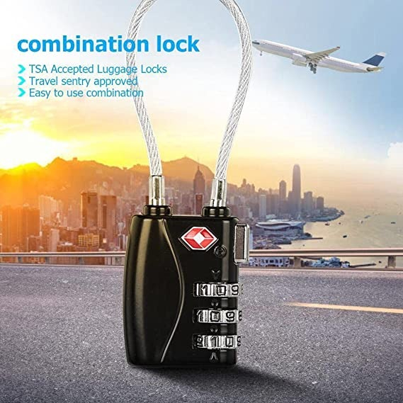 Gembok Koper Angka 3 Digit Suitcase Password TSA Lock - TSA-719 - Black