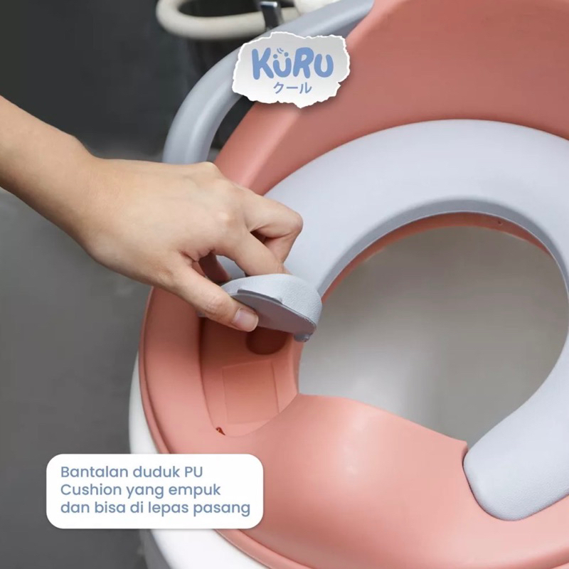 Kuru Potty Seat Handle Alas Duduk Kloset Toilet Anak Pegangan Training Pee Poo Alas Duduk Empuk