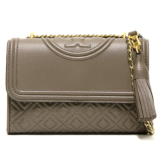 Tory Burch Fleming Convertible 27 Shoulder Bag ( Silver Maple)