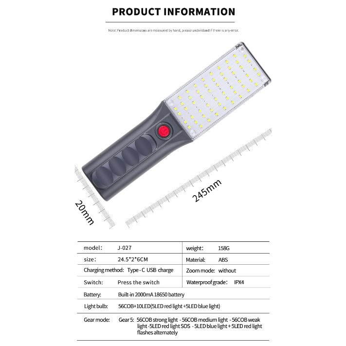 Senter Tangan Usb Type C Rechargeable Portable LED Flashlight Waterproof