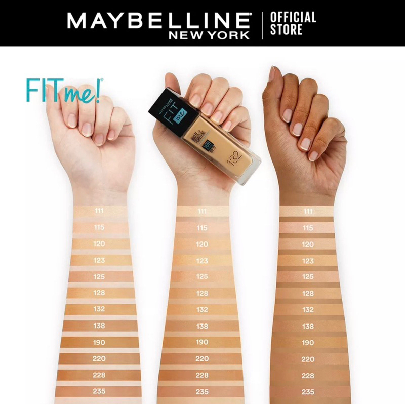 Maybelline Fit Me! Matte + Poreless Liquid Matte Foundation Make Up 30ml - Makeup Ringan Full Coverage 16HR Oil Control