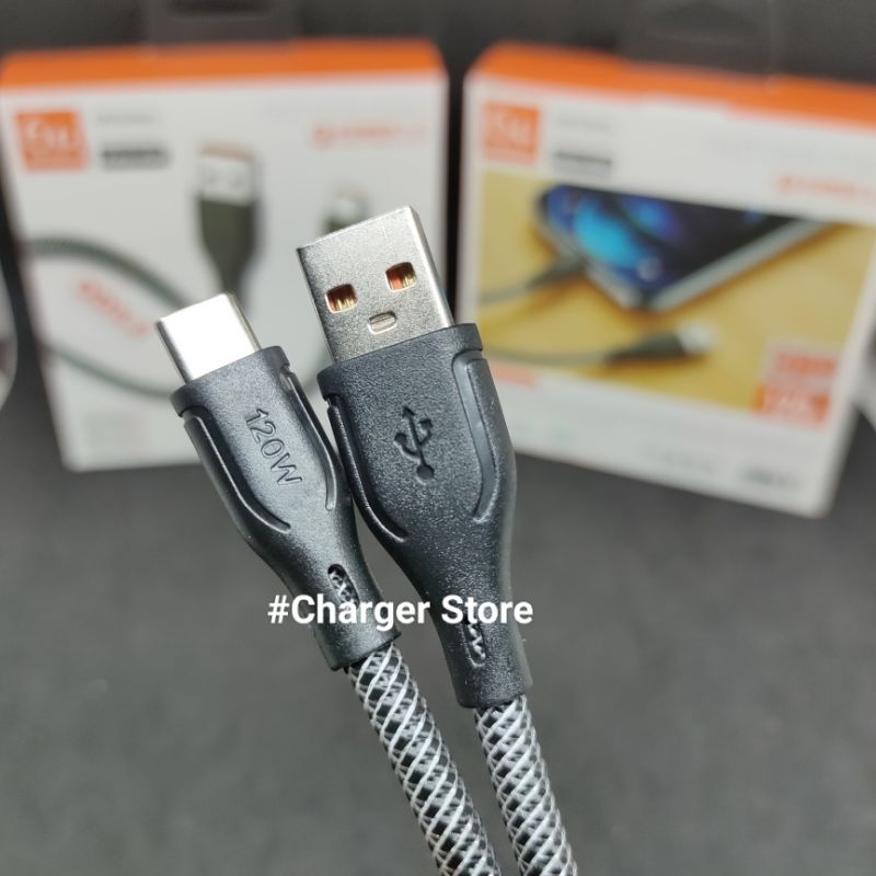 Kabel Data 3 Meter 120W 6A Micro USB - Type C ORIGINAL Fast Charging Cable 300Cm Fast Data