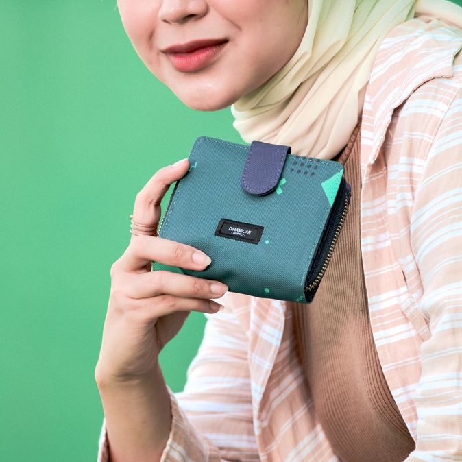 Dompet wanita pouch dompet cewek koin multifungsi mini wallet Adelyn green geometry Dinamican Supply