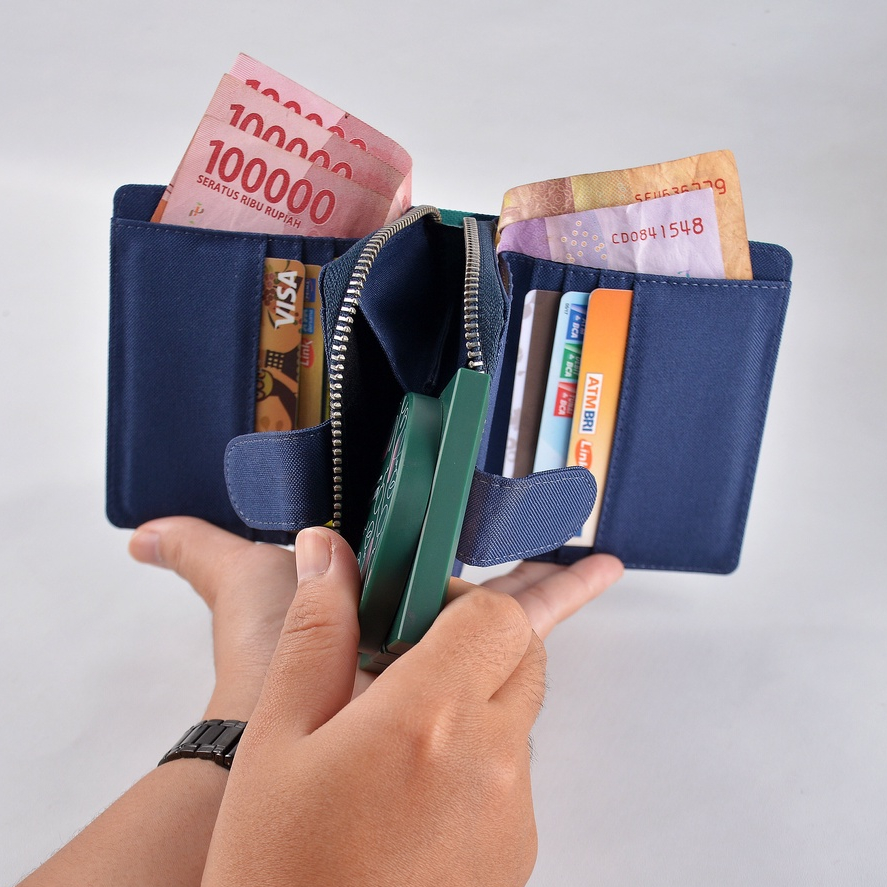 Dompet wanita pouch dompet cewek koin multifungsi mini wallet Adelyn green geometry Dinamican Supply