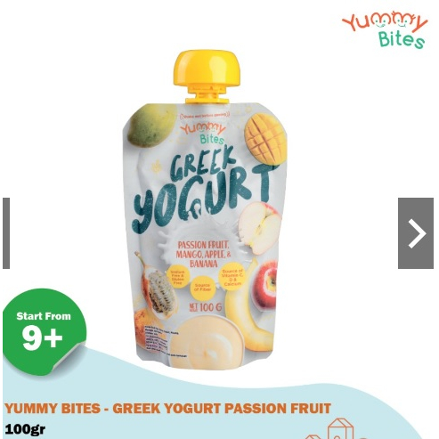 

No pembayaran shopepay dan later. Yummy Bites Greek Yogurt 100g vanila apple &banana, manggo apple banana, dan coklat