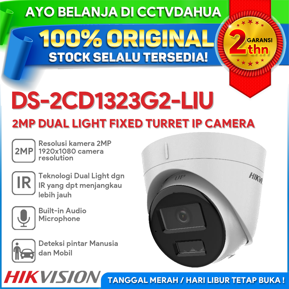 HIKVISION DS-2CD1323G2-LIU 2MP SMART DUAL LIGHT FIXED TURRET CAMERA