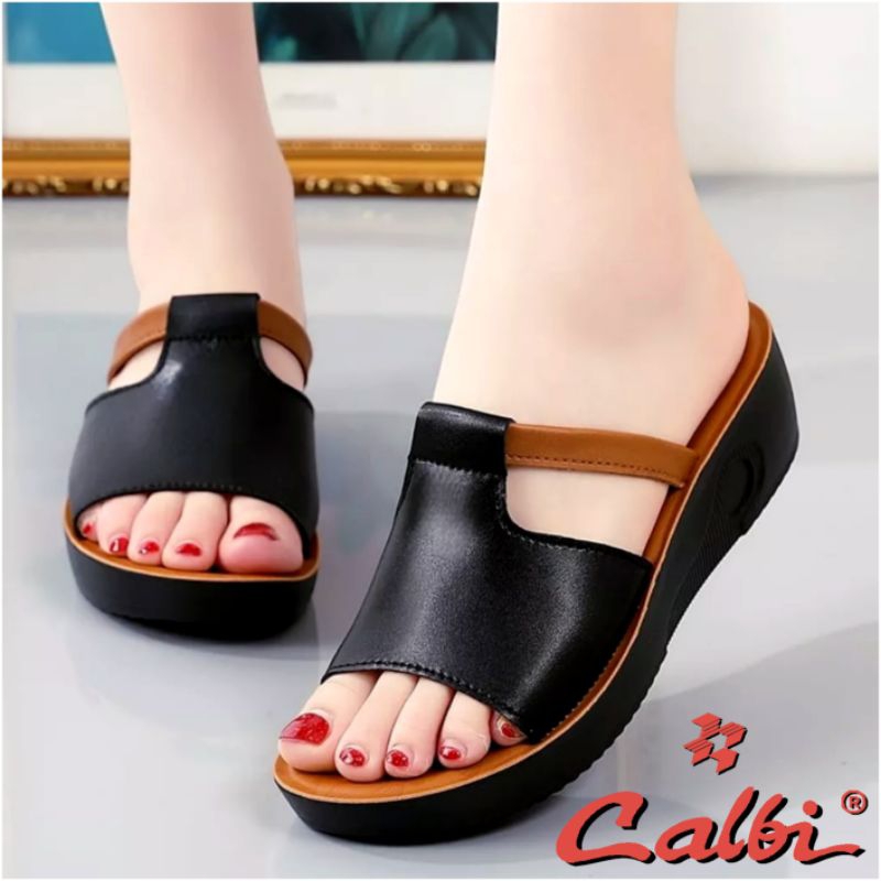 SANDAL SELOP CALBI MODEL TERBARU KODE 099/SANDAL WEDEGES KEKININAN KOREAN STYLE HARGA GROSIRAN