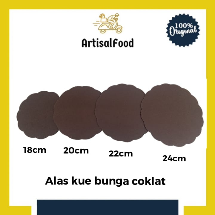 alas kue BUNGA COKLAT PLASTIK tatakan cake board 20cm - 10pcs