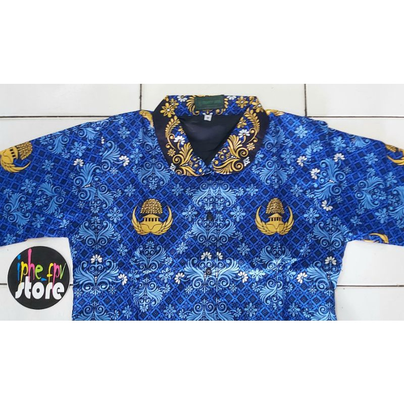 SERAGAM BATIK KORPRI WANITA KERAH HITAM LAPIS FURING / KEMEJA BATIK KORPRI TERBARU WANITA  / SERAGAM PNS BATIK KORPRI TERBARU / SERAGAM KORPRI TERBARU