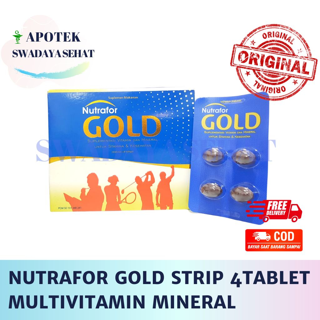 NUTRAFOR GOLD STRIP 4TABLET Multivitamin Mineral Dewasa