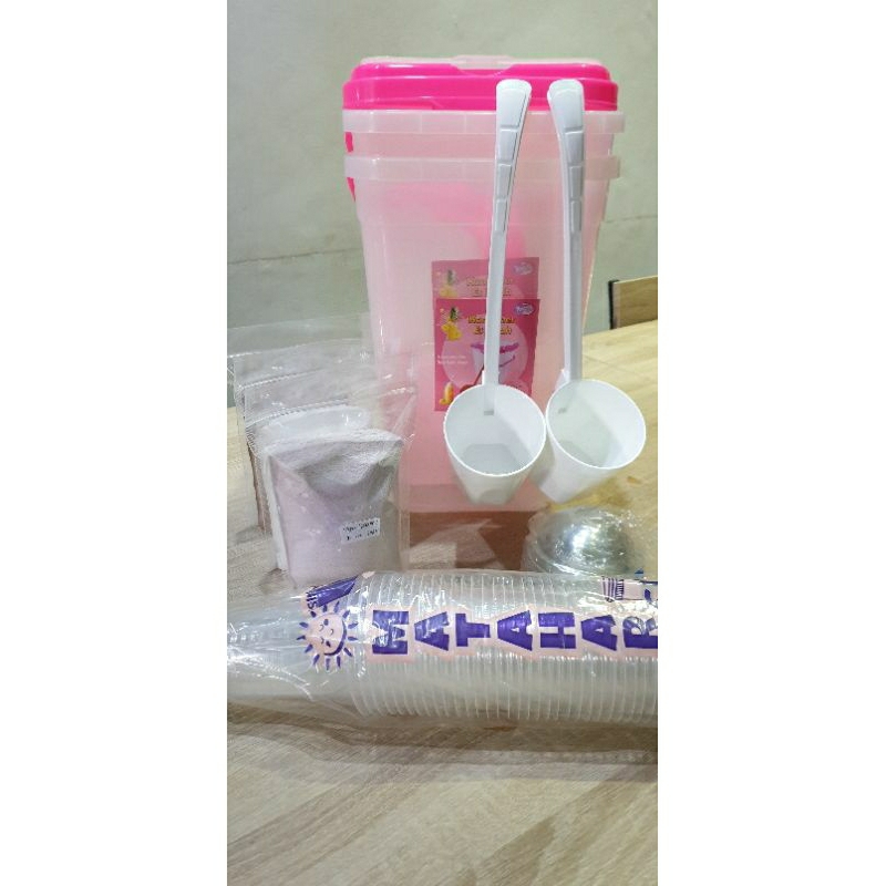 PAKET LENGKAP 2 TOPLES siap jual es akuarium, toples es buah, es kekinian