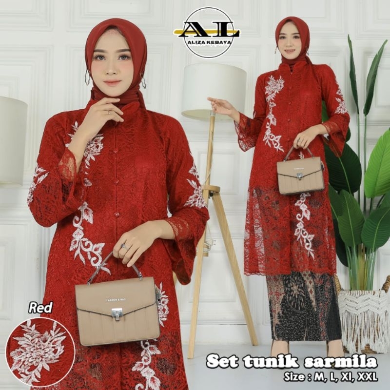 Stelan Tunik Nagita Brokat Bordir Original Butik