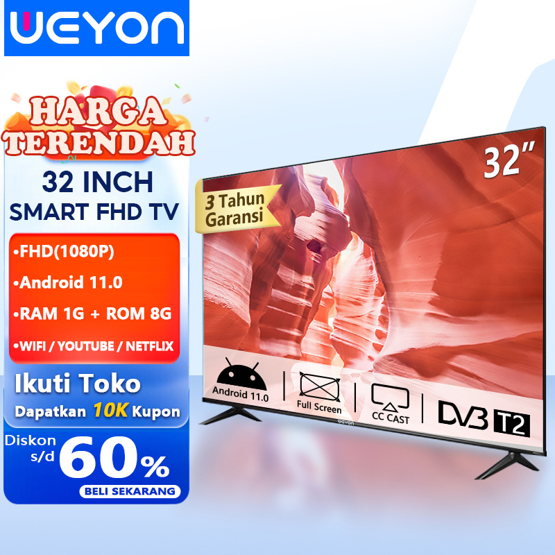 Weyon Sakura TV LED 32 inch Smart TV Digita Android 11.0 Garansi 3 tahun Televisi (TCLG-S32C)