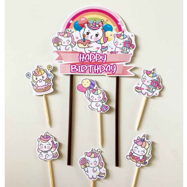 TOPPER UNICORN 001 / CAKE TOPPER UNICORN 001 / TOPPER KUE UNICORN 001 / HIASAN KUE UNICORN 001/ TOPP