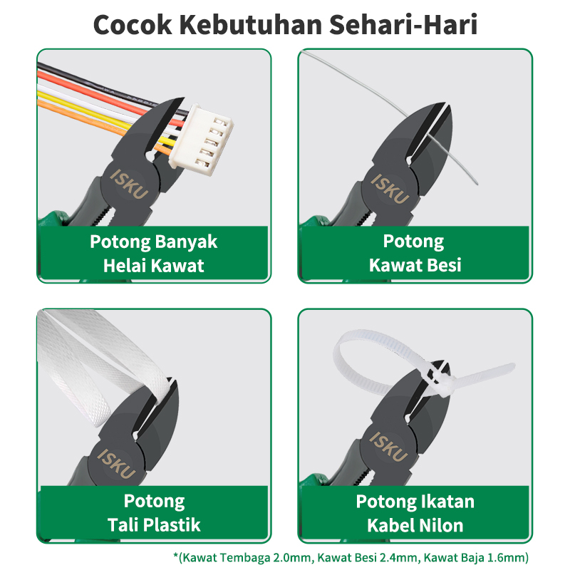 ISKU Tang Potong 6 inch multifungsi lengkap wire cutters tang kombinasi 6 inch 55# Steel