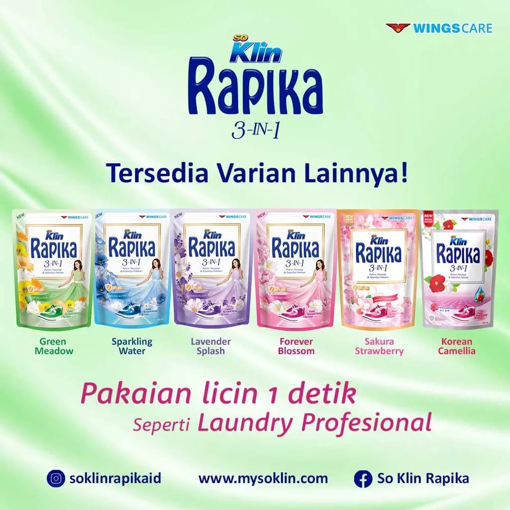 ARJUNA RAPIKA Biang Pouch / Rapika Pelicin Pewangu Pelembut Pakaian 250ml &amp; 400ml WINGS