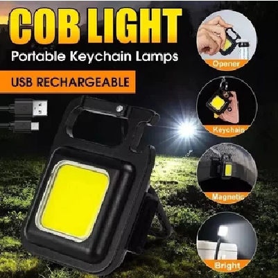 Mini COB Keychain Light Lampu Senter LED Portable USB Gantungan Kunci