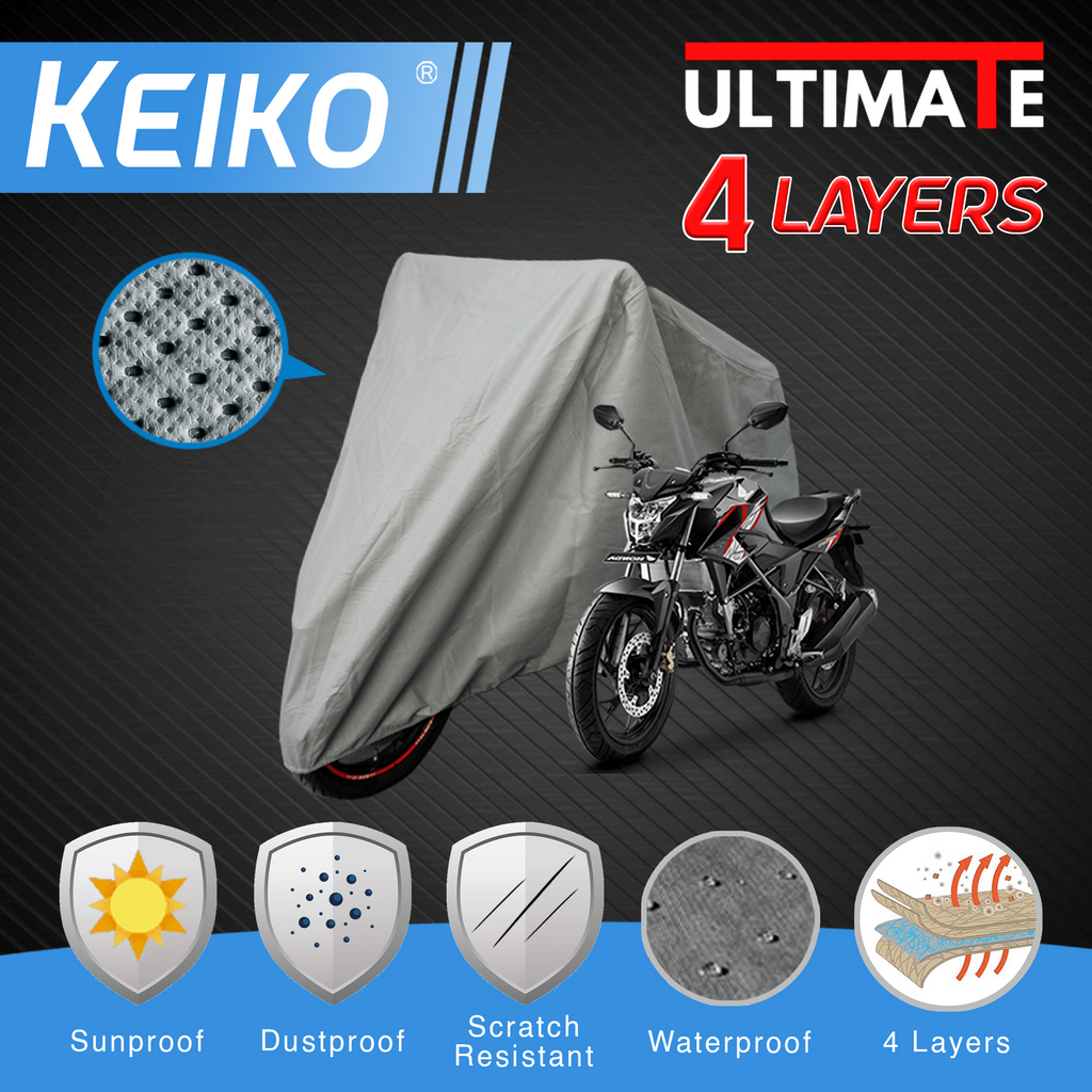 Sarung Cover Tutup 4 Layer Lapis Motor Jumbo (XL) Waterproof CB150R Forza H2 GSX-R150 Mega Pro Keiko Ultimate