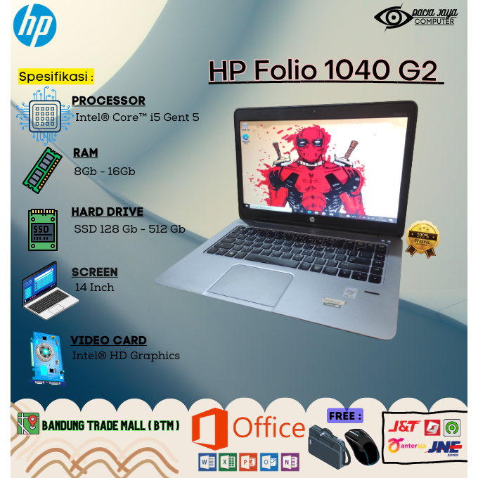 Laptop HP Elitebook 1040 G1/G2 Core i5 RAM 8Gb SSD 256 MULUS SLIM