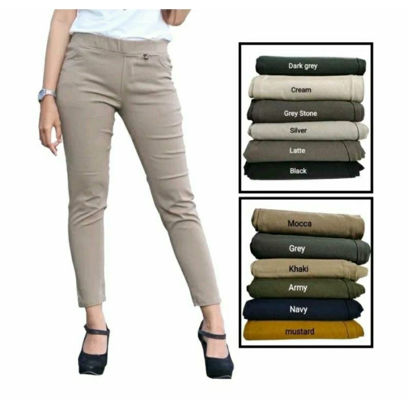 Elizabeth Pants / Chino Pants Wanita Bahan Tebal Stretch