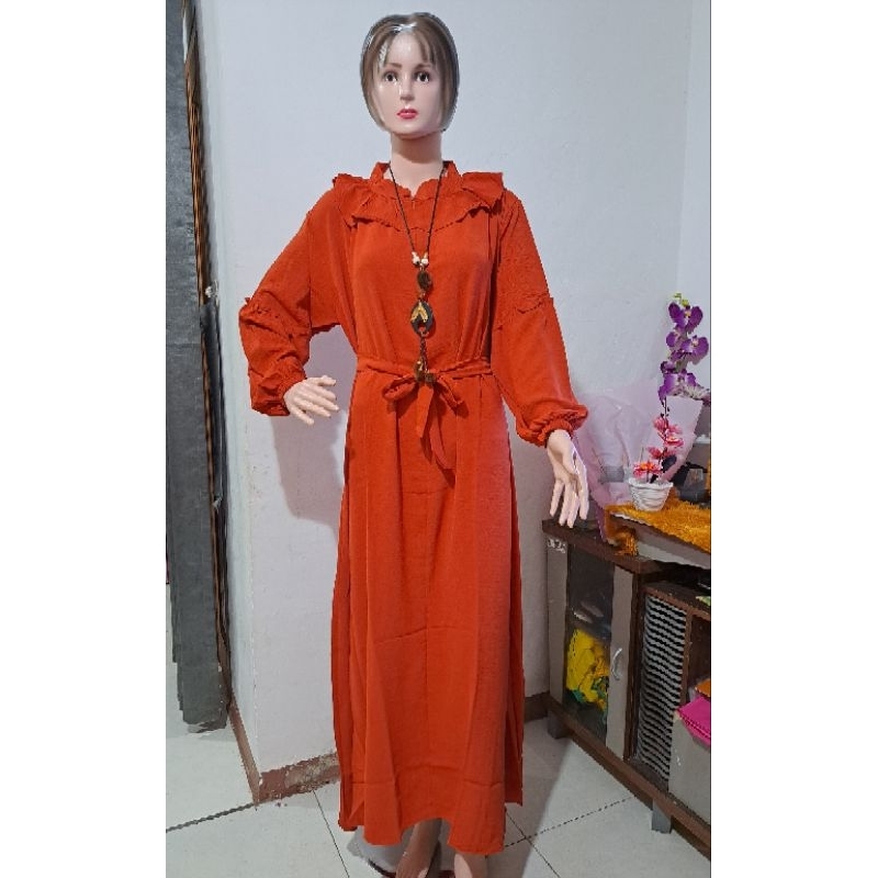 maxi dress crinkle jumbo wanita
