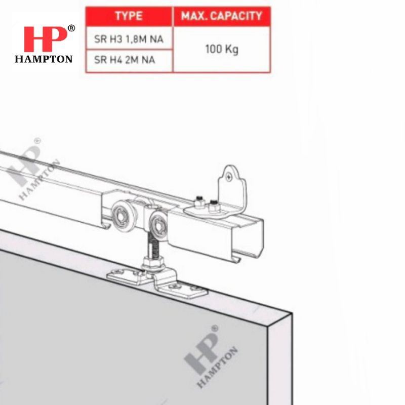 Rel Pintu Geser Gantung/Rail Sliding Door Hampton SR H4 Panjang 200cm/2meter