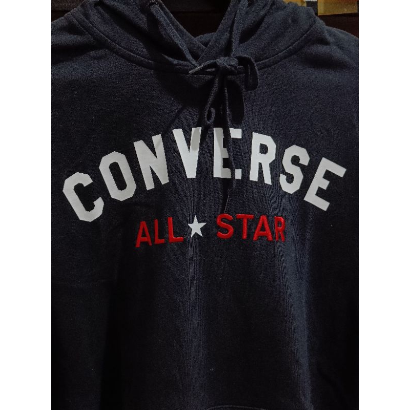 CONVERSE PULL OVER HODDIE  ALL STAR LOGO PRINT BLACK GREY ORIGINAL RESMI MAP