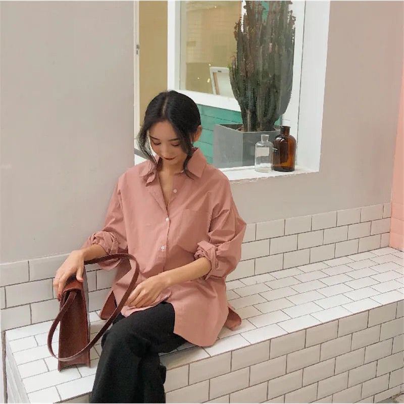 SYS.LABEL Kimberly Shirt - Kemeja Wanita Oversized - Kemeja Basic Oversize