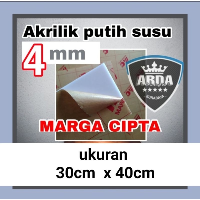 Akrilik 4mm susu 30 x 40 acrylic white akrilik lembaran
