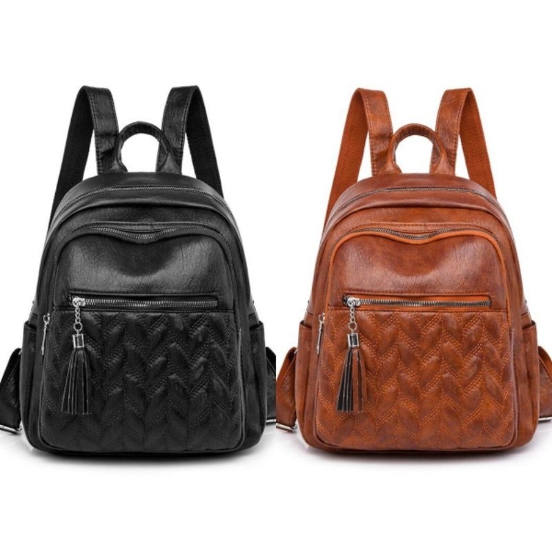 CBL Tas ransel/backpack wanita bordir ayura cokelat