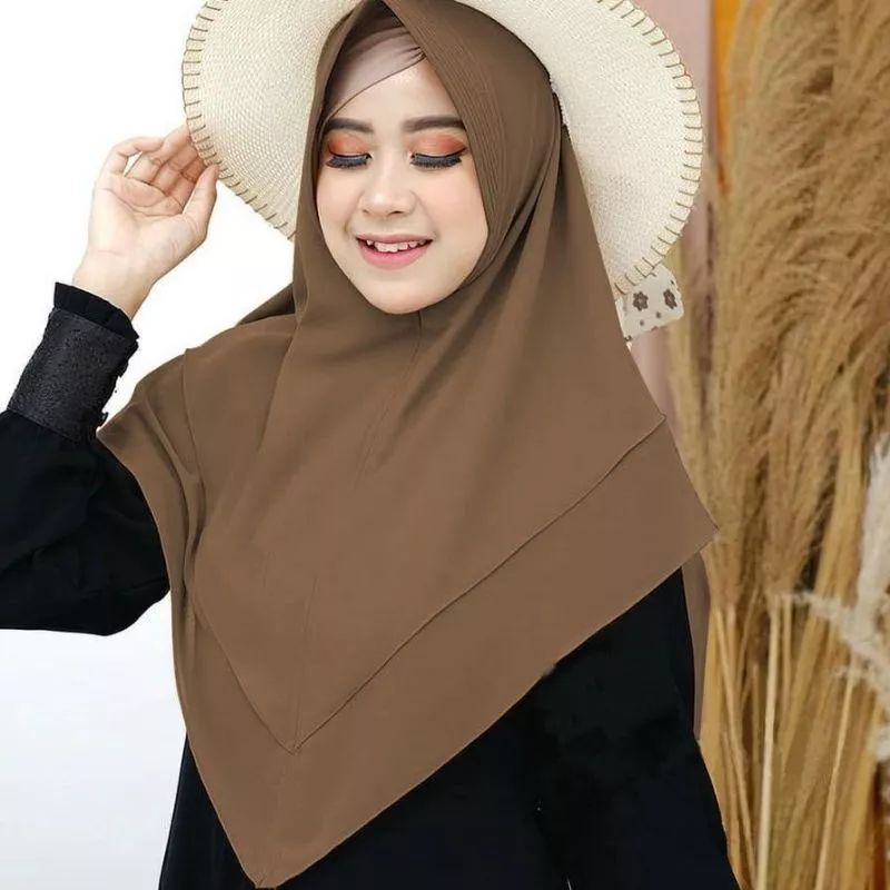 kerudung instan mini lancip 2 layar/ Ceruty baby doll/ khimar ceruty 2 layer