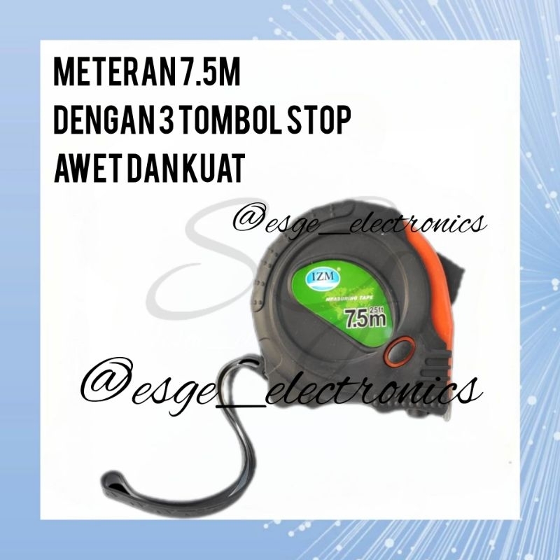 METERAN TUKANG METERAN KARET MEASURING TAPE 7.5 METER METERAN ROLL METERAN GULUNG METERAN BANGUNAN ALAT UKUR ROLL PENGGARIS