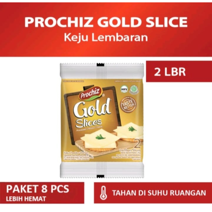 Prochiz Gold Slices Taste Better 208 Gr | Isi 8 Pack @ 26 Gr | 1 Pack 2 Slice