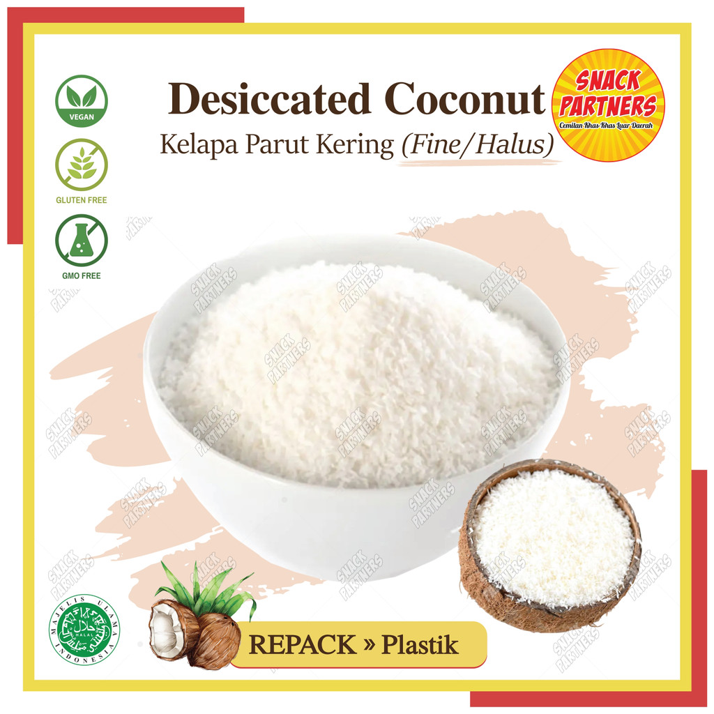 

KELAPA PARUT KERING Rendah Lemak Repack 1 KG - Low Fat Desiccated Coconut - Serut Fine Grade/ Halus Banjarmasin