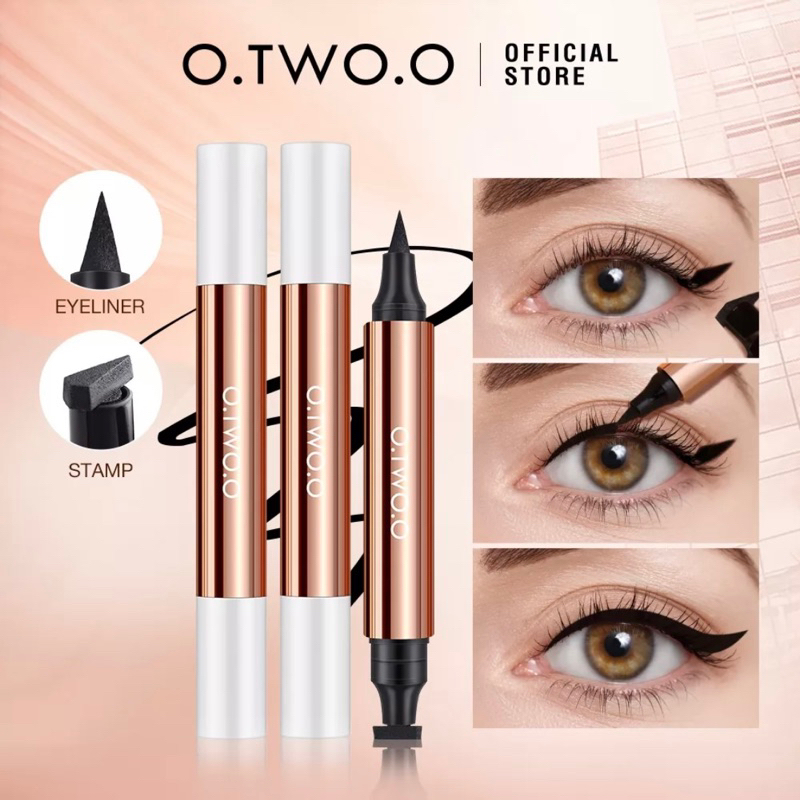 O.TWO.O 2 In 1 Liquid Eyeliner Stamp Waterproof Long-lasting Eye Liner Pencil Makeup