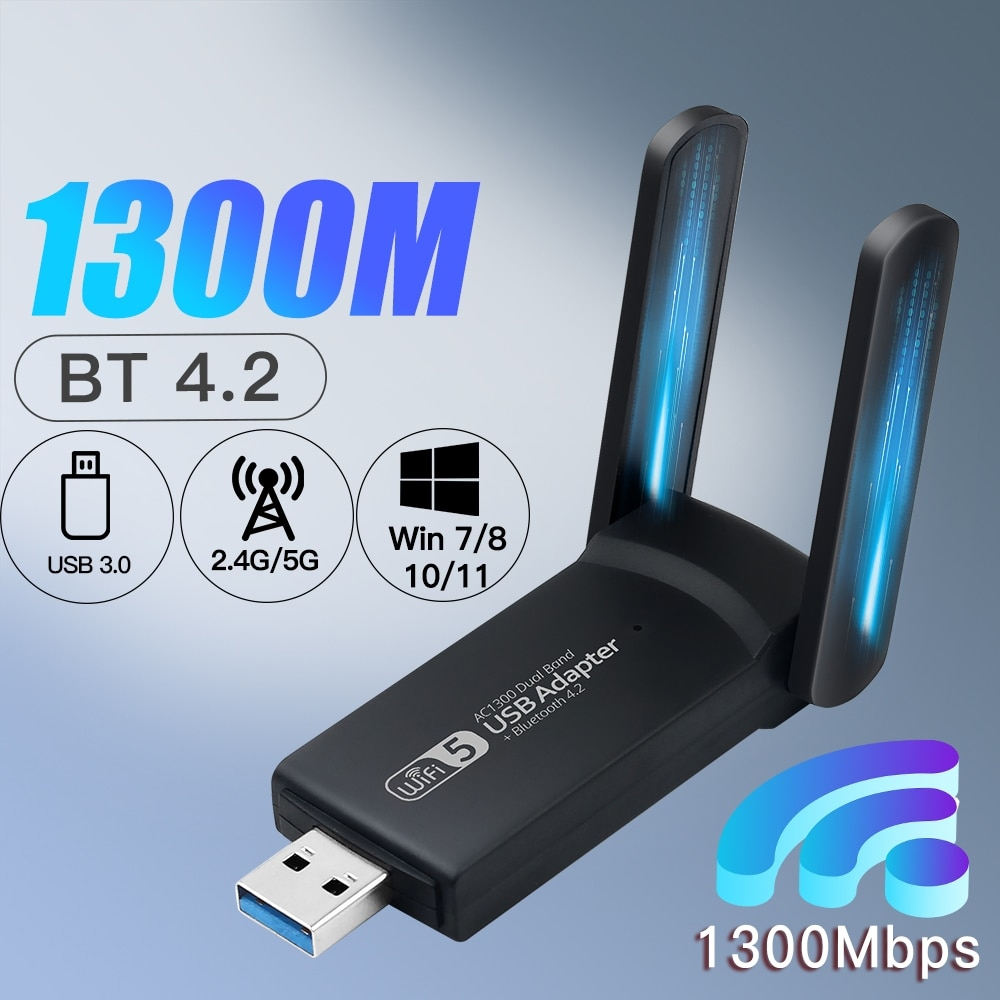 FENVI USB 3.0 WiFi Adapter 1300Mbps Bluetooth 4.2 Dual Band 2.4/5GHz Dongle