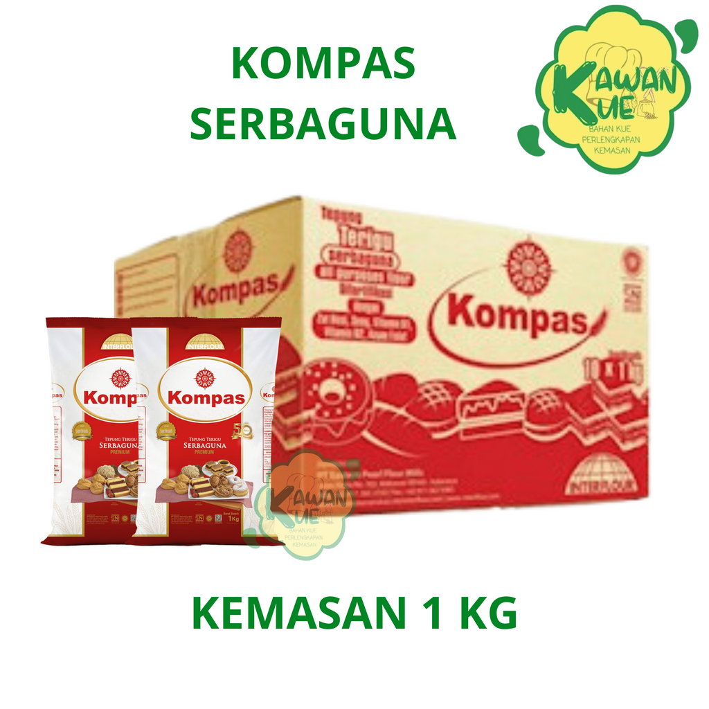 

TEPUNG KOMPAS SERBAGUNA KEMASAN 1 KG / TEPUNG KOMPAS / TEPUNG TERIGU MERK KOMPAS