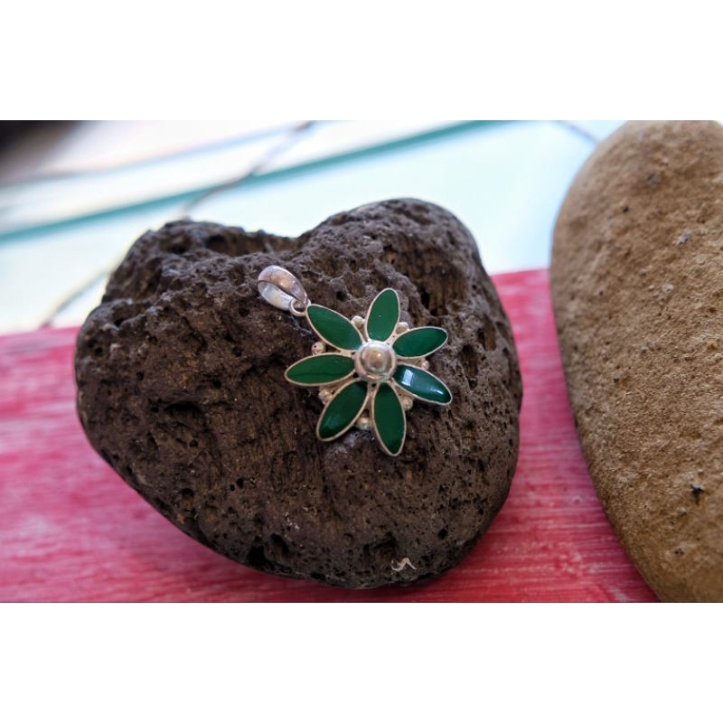 liontin perak turquoise hijau