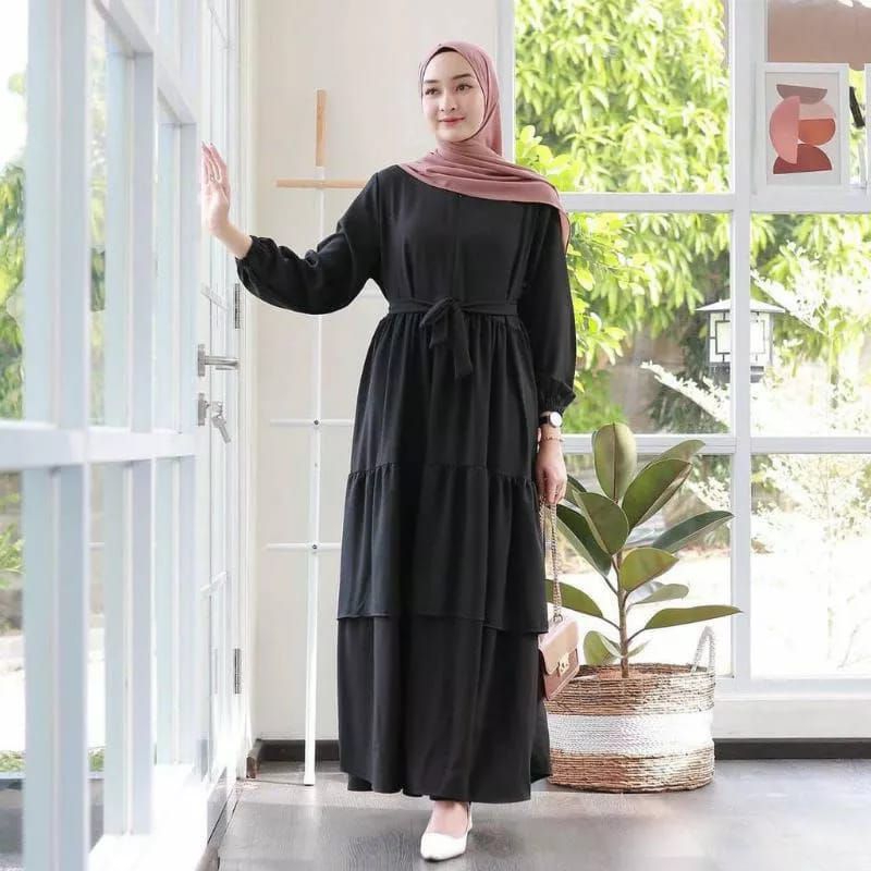 [Fashion Muslim] Gamis AMEENA dan VANIA dress rompi maxy crinkle busui rempel variasi kancing terbaru terlaris