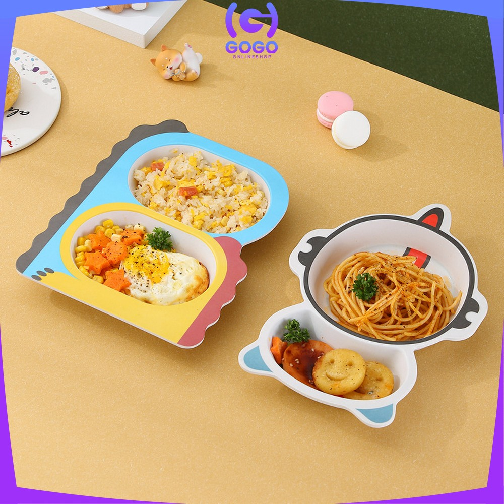 GOGO-C855 Set Alat Makan Anak 5 in 1 Karakter Binatang Tempat Makan Balita / Set Mangkuk Anak Motif Animal Perlengkapan Makan Anak