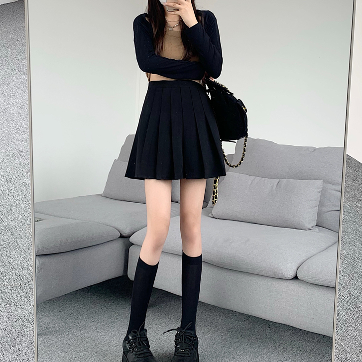 Mini Rok Pendek Wanita Lipit Polos Korea Oversize Mini Skirt