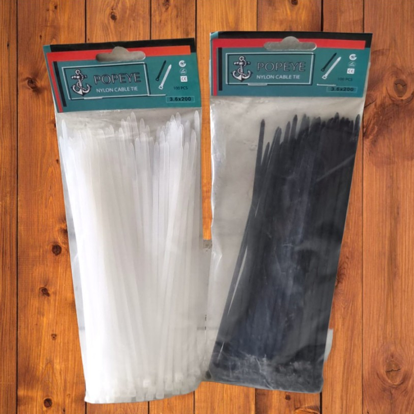 Kabel Tis Ties Kabel Ties cv 200 x 3,6 warna putih/ Hitam